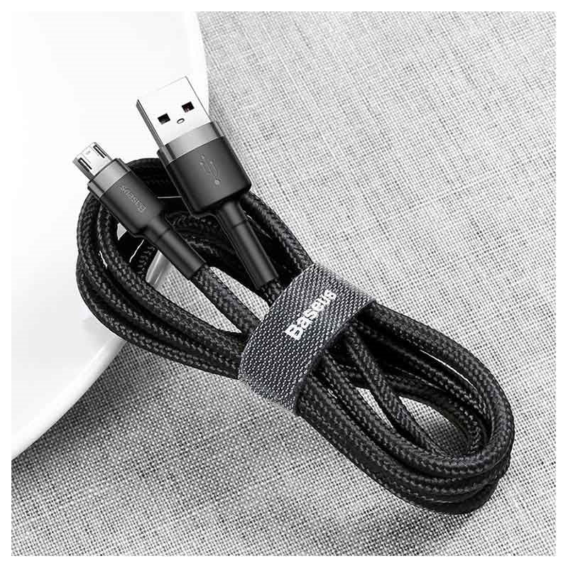 Baseus CAMKLF-BG1 Caful Nylon Braided Micro Cable 2.4A 1M Grey+Black