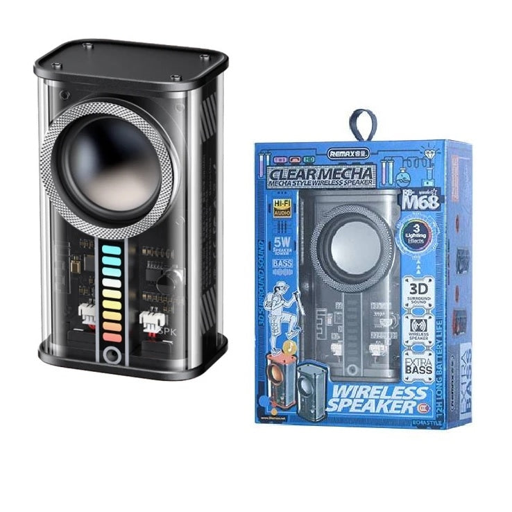 REMAX RB-M68 5W Clear Mecha Mini Wireless Speaker Black-www.firsthelptech.ie