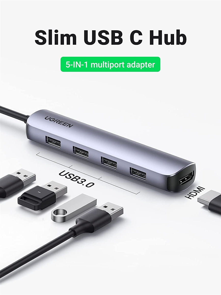 UGREEN USB C 5 in 1 Multiport Hub HDMI Ultra Slim with 4 USB 3.0 Ports