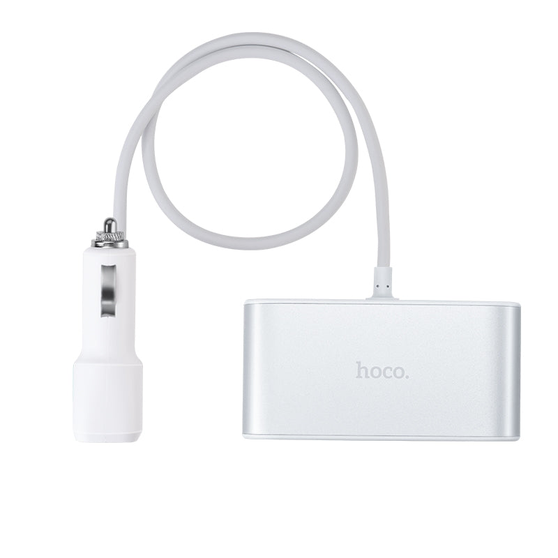 Hoco Z13 LCD One-Pull-Three Car Charger Silver