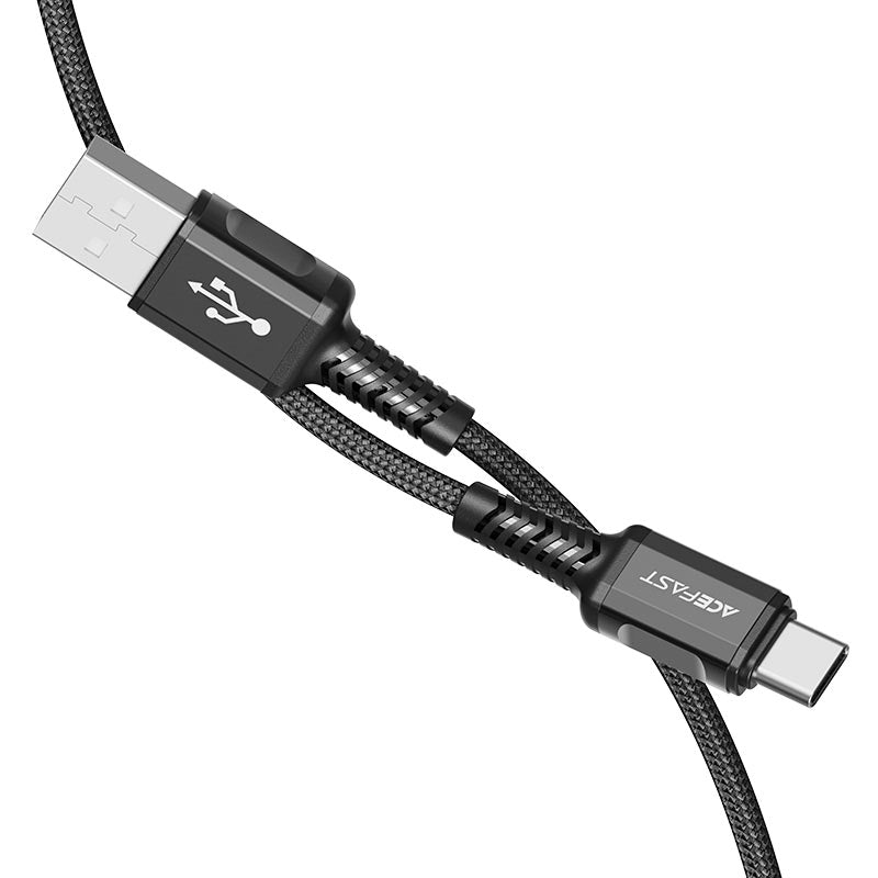 ACEFAST C1-04 USB-A to USB-C Aluminum Alloy Charging Data Cable 3A Black