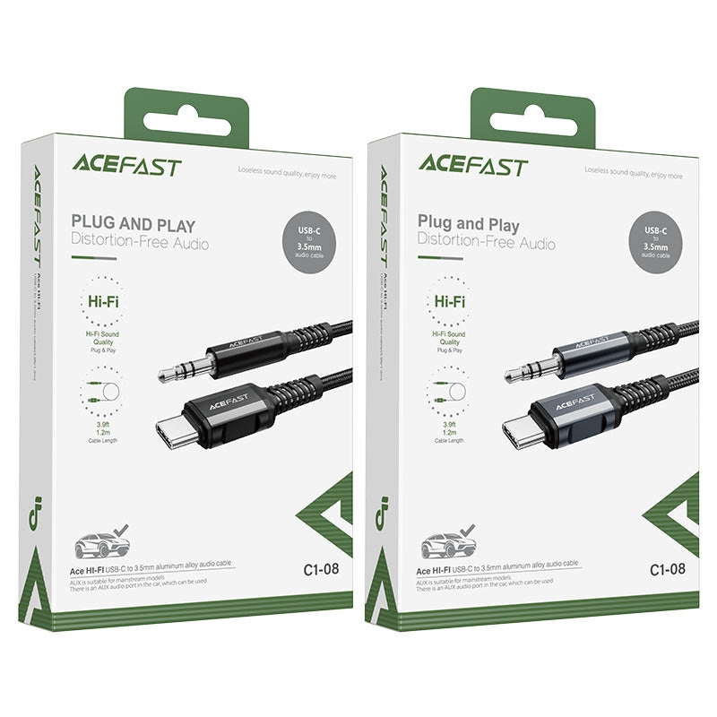 ACEFAST C1-08 USB-C Male to 3.5mm Male Braided Audio Cable Black