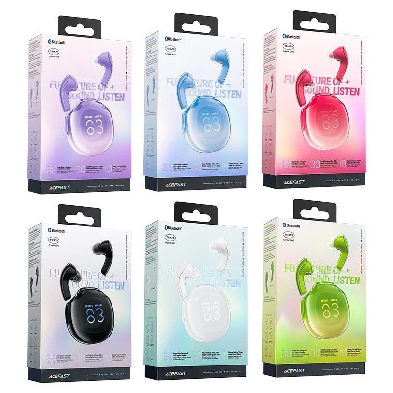 ACEFAST T9 Crystal Color Air Bluetooth Earbuds Porcelain White-www.firsthelptech.ie