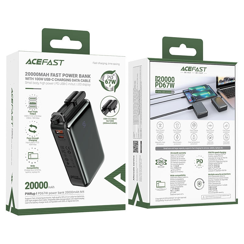 ACEFAST M4 Power Bank 20000mAh PD67W Black