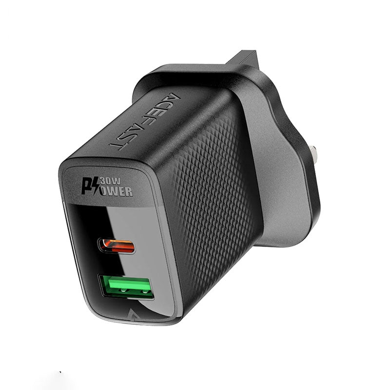 ACEFAST A99 PD30W GaN USB-C+USB-A Charger Black