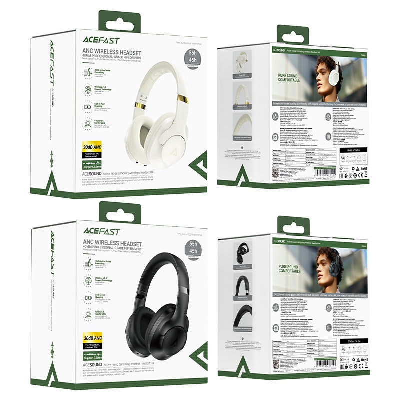 ACEFAST H4 Active Noise Canceling 55H Wireless Headset Black