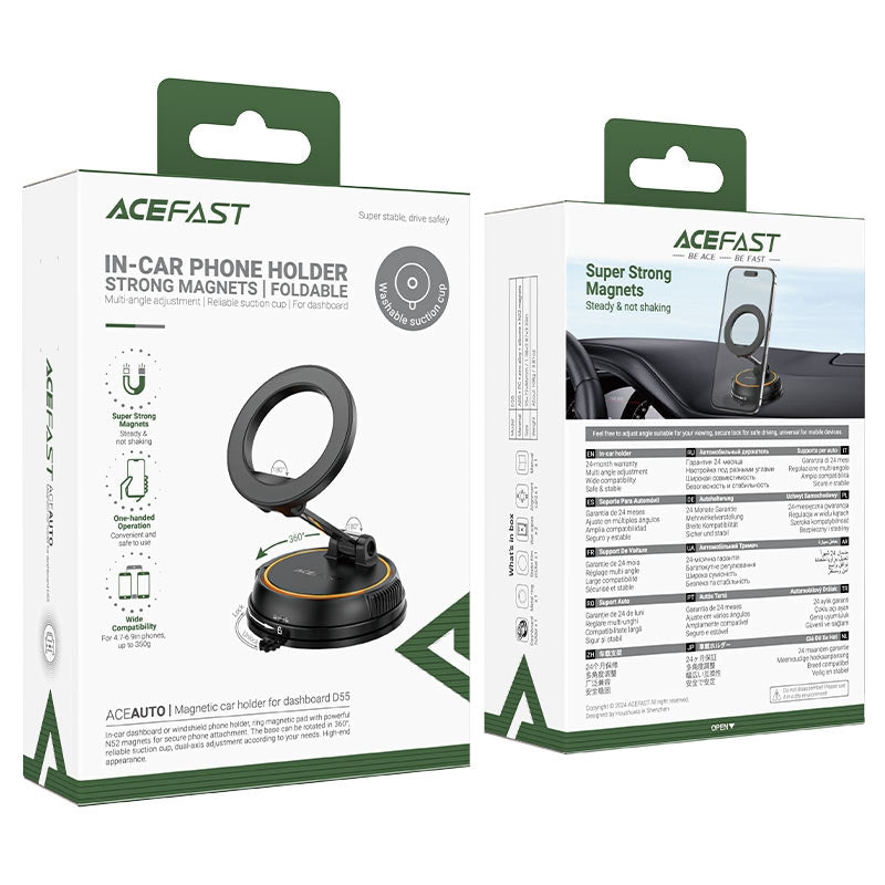 ACEFAST D55 Dash & Glass Dual Axis Magsafe Magnetic Car Holder Black