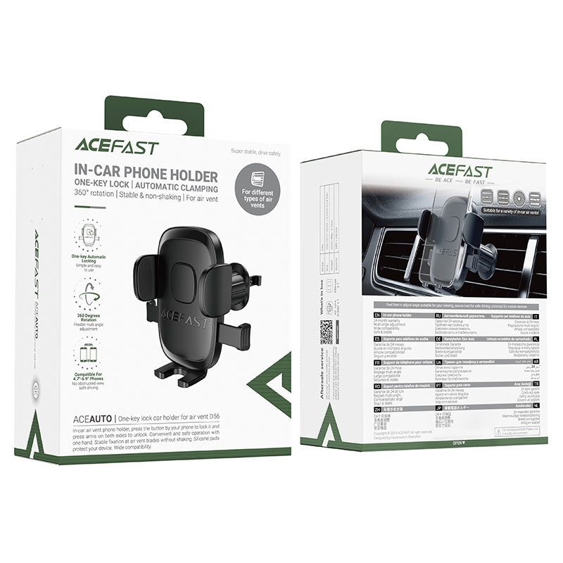 ACEFAST D56 Air Vent One Key Lock Car Holder Black