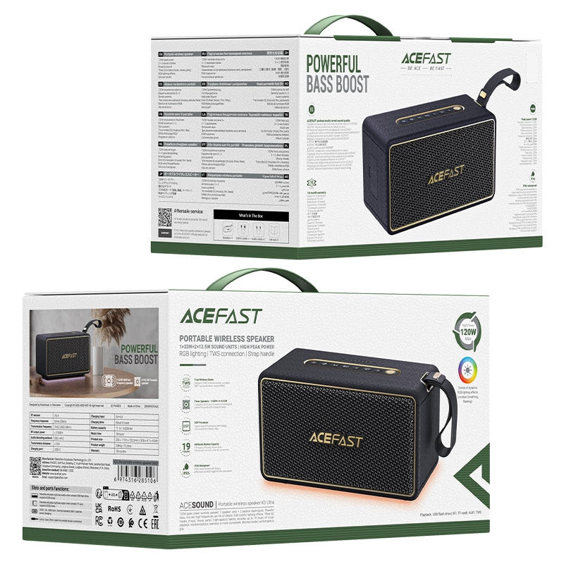ACEFAST K3 Ultra Portable Bass Boost Wireless TWS Speaker 120W Black