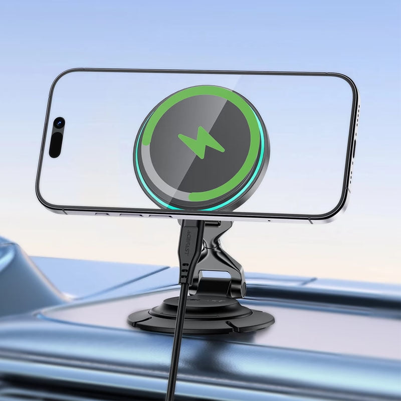 ACEFAST D65 Magsafe Folding Wireless Charging Car Holder 15W Black