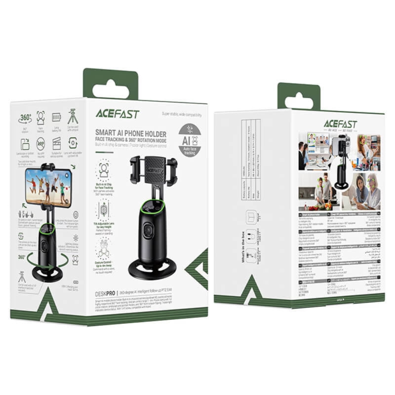 ACEFAST E44 360-Degree AI Intelligent Face Tracking Tripod Black