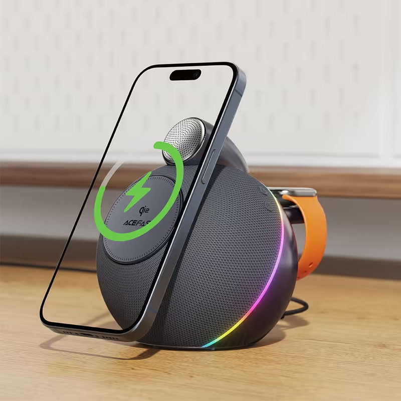 ACEFAST K10 Air 20W Speaker With Dual 25W Wireless Charger Metal Grey