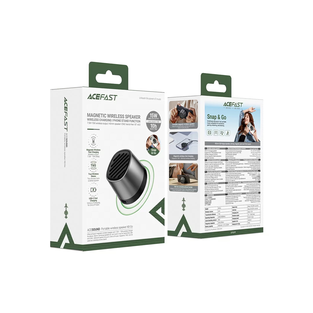 ACEFAST K8 Go Portable 10H BT Speaker With Wireless Charger 15W Black
