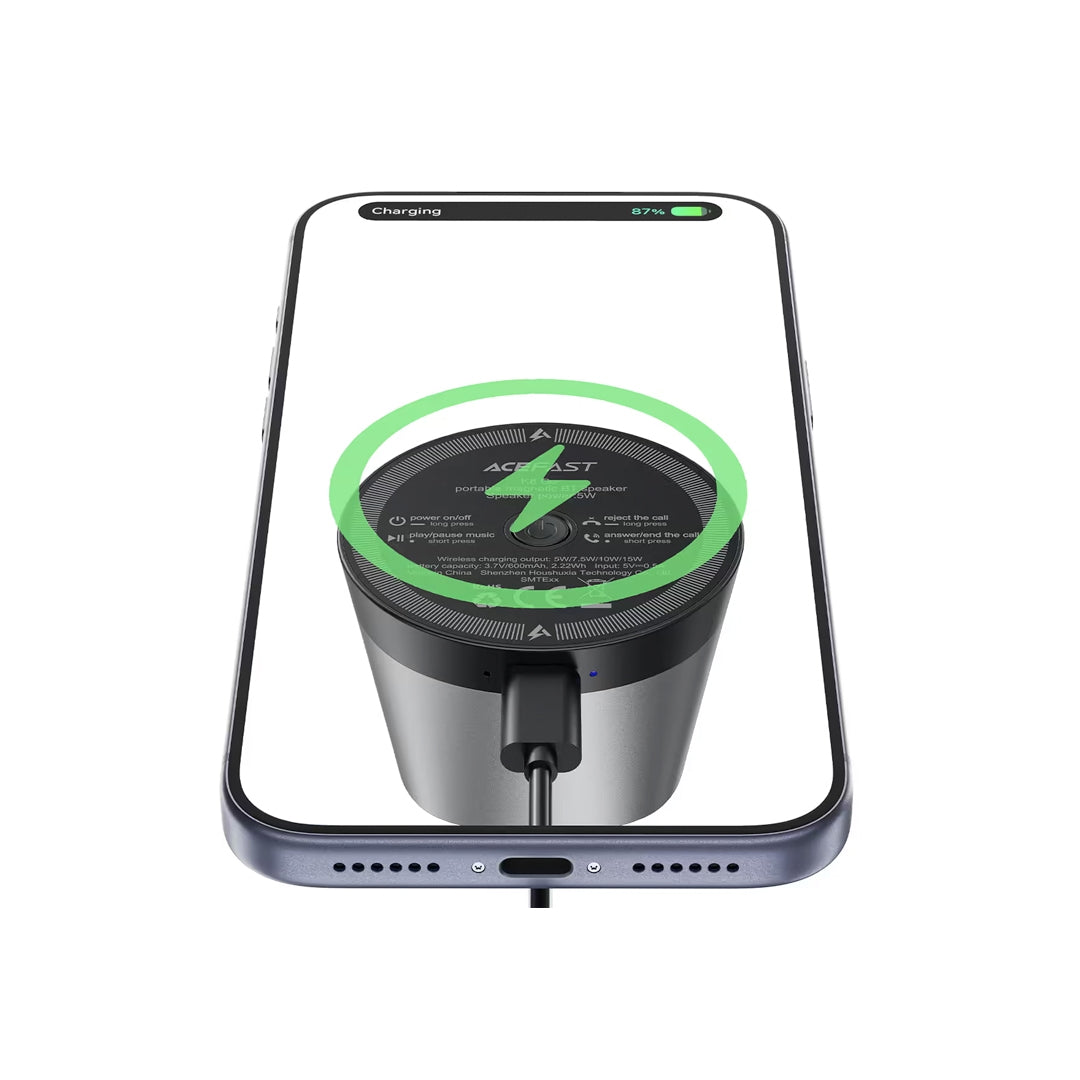ACEFAST K8 Go Portable 10H BT Speaker With Wireless Charger 15W Black