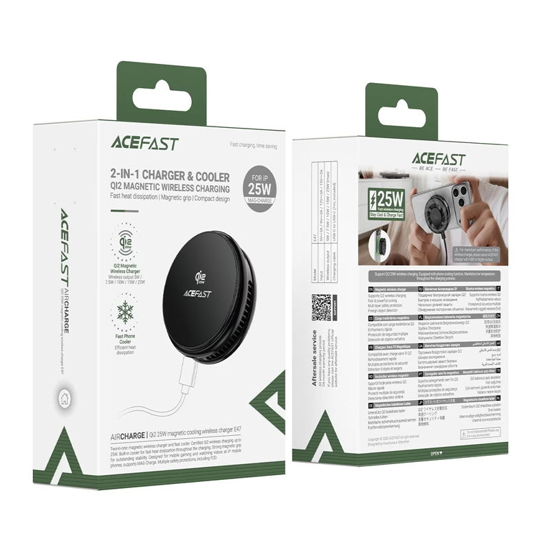 ACEFAST E47 QI2 25W Magsafe Magnetic Cooling Wireless Charger Black