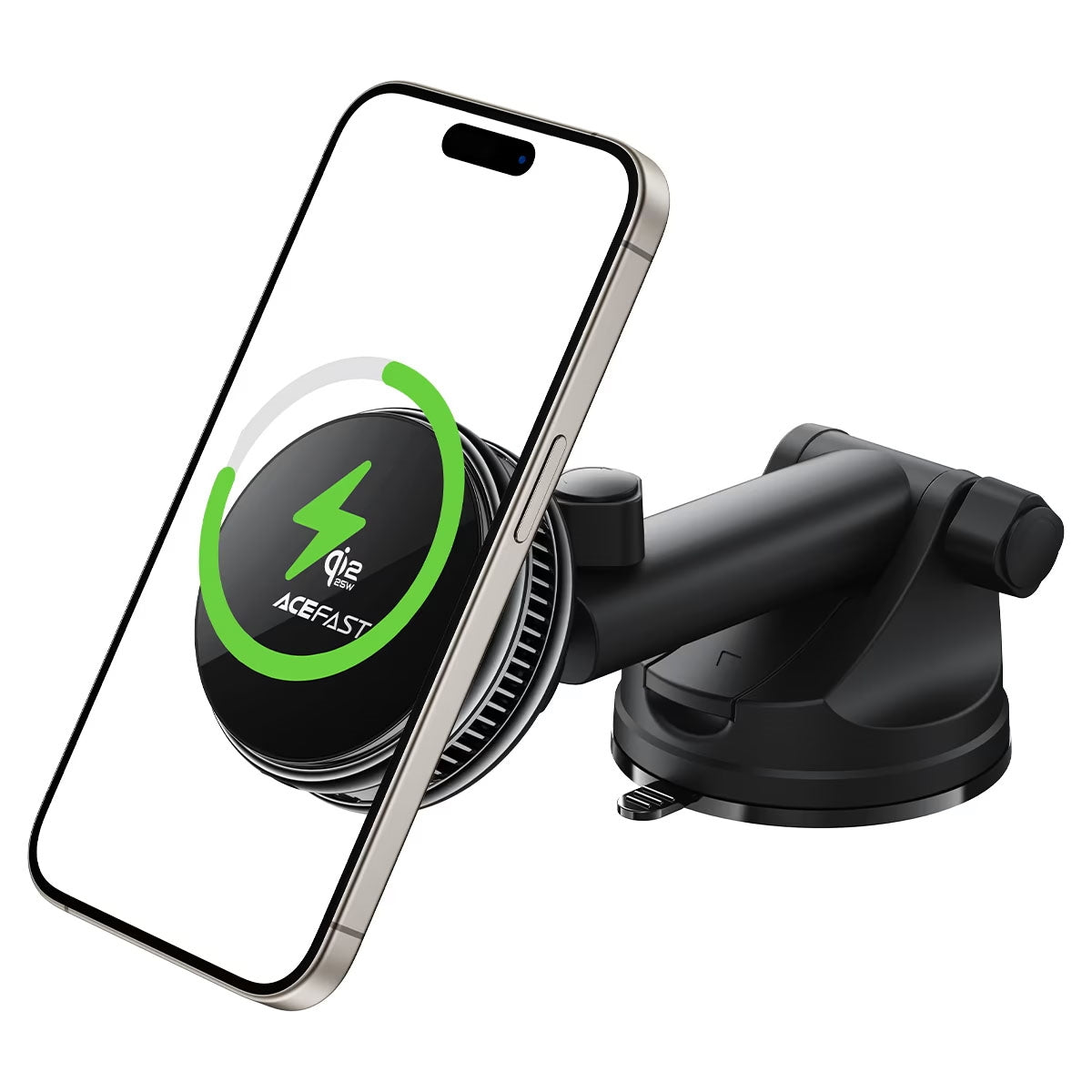 ACEFAST D67 QI2 25W Cooling Wireless Charging Holder With Suction Cup Black