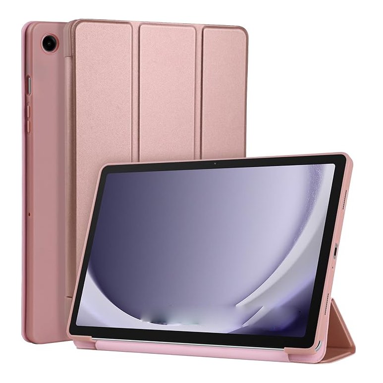 For Samsung Galaxy Tab A9 SM-X110 Ultra slim Tri Fold Wallet Case Rose Gold