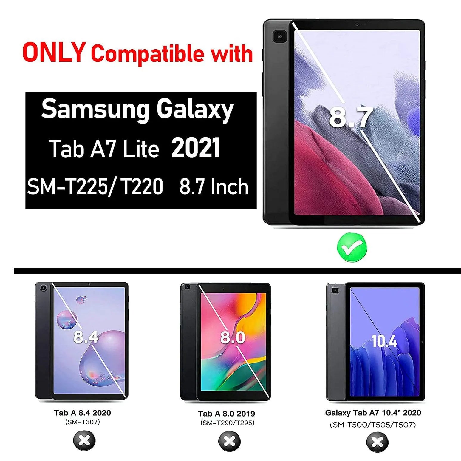 For Samsung Galaxy Tab A7 Lite Kids Case Shockproof Cover With Stand - Purple