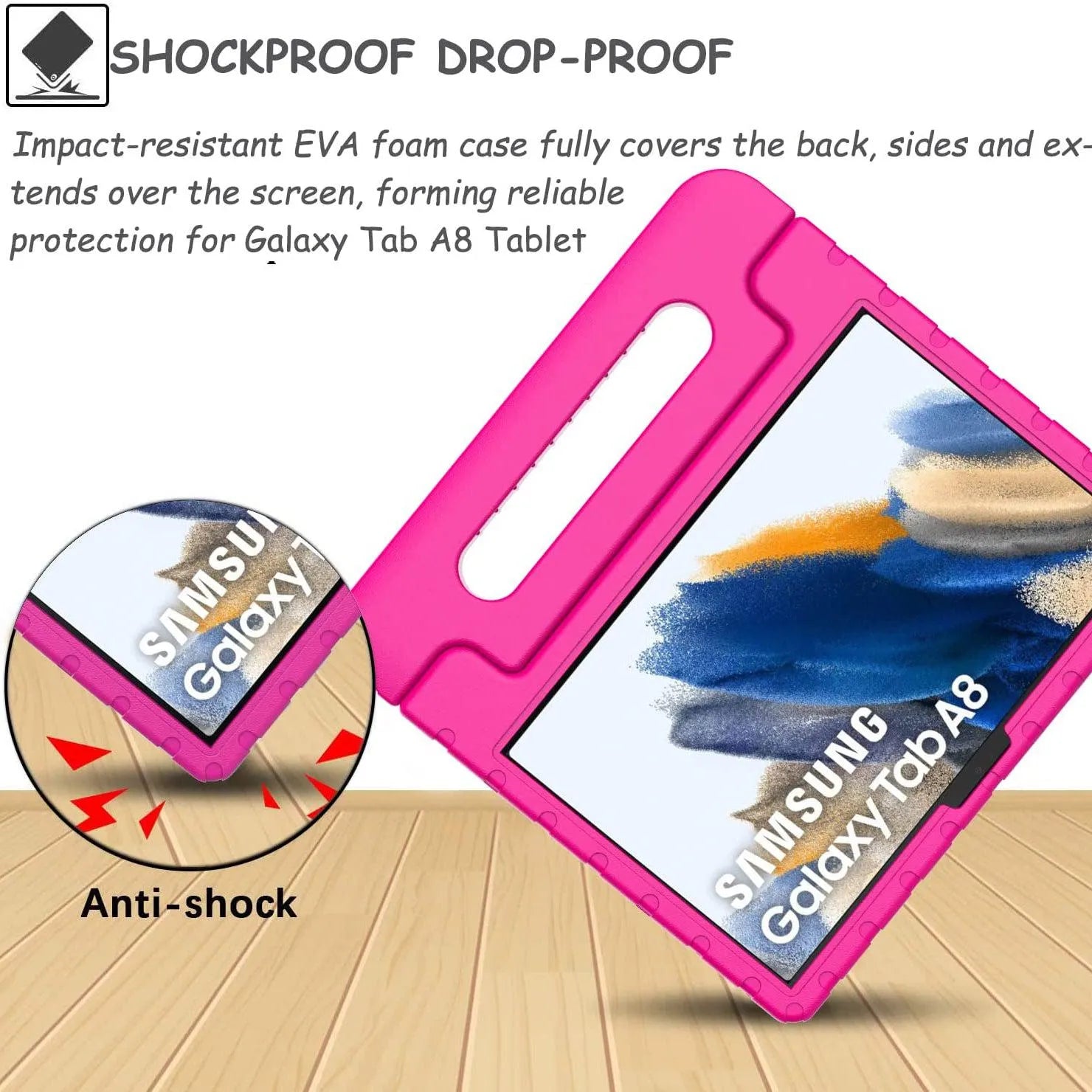 For Samsung Galaxy Tab A8 10.5 2021 Kids Case Shockproof Cover With Stand - Pink