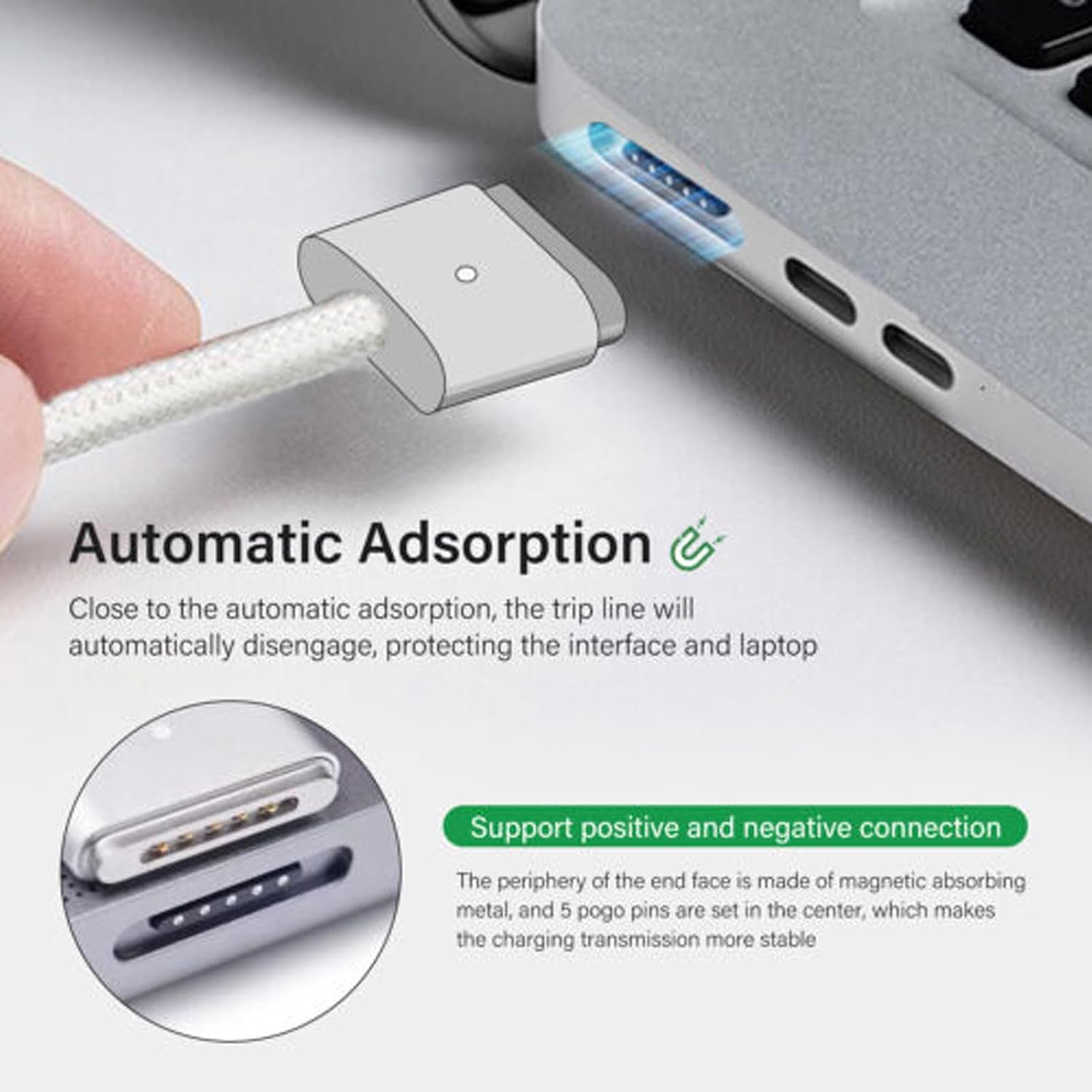 USB-C / Type-C To Magsafe 3 3rd T-Tip Fast Charging Cable for Macbook Pro / Air-www.firsthelptech.ie