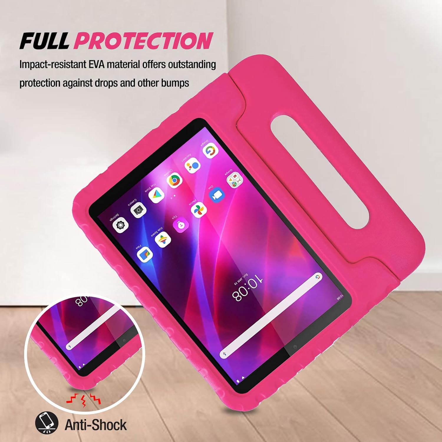 For Lenovo Tab M8 2nd TB-8505X TB-8505F Kids Case Shockproof Cover With Stand - Pink-www.firsthelptech.ie