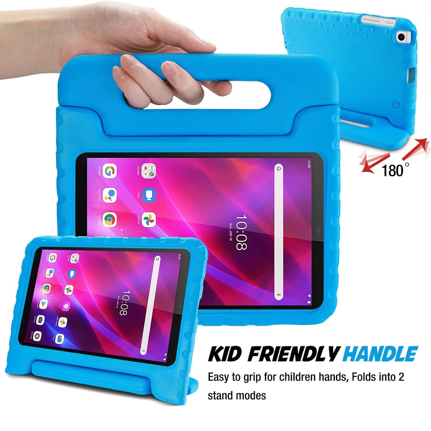 For Lenovo Tab M8 2nd TB-8505X TB-8505F Kids Case Shockproof Cover With Stand - Blue-www.firsthelptech.ie