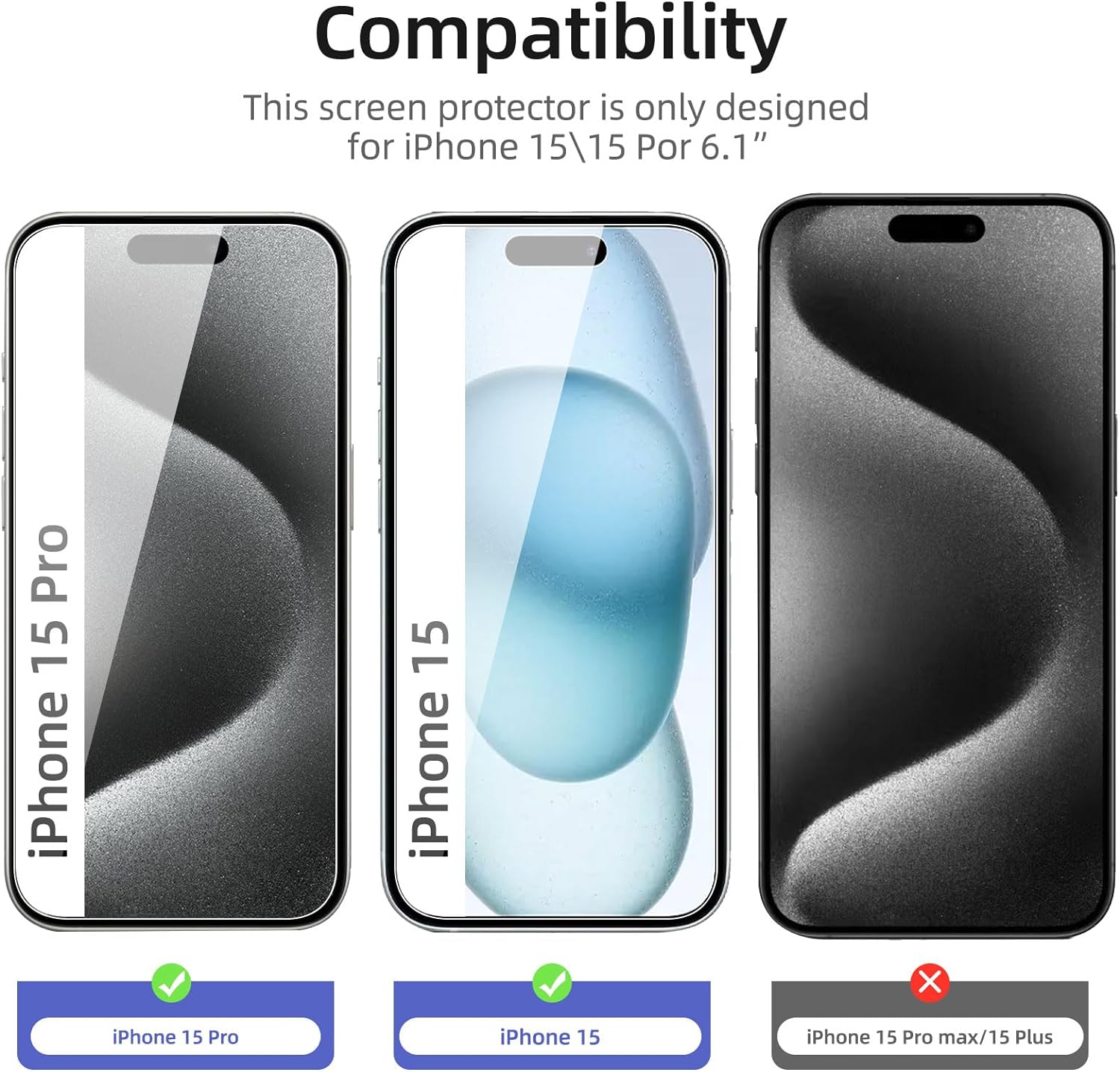 For Apple iPhone 15 Tempered Glass / Screen Protector