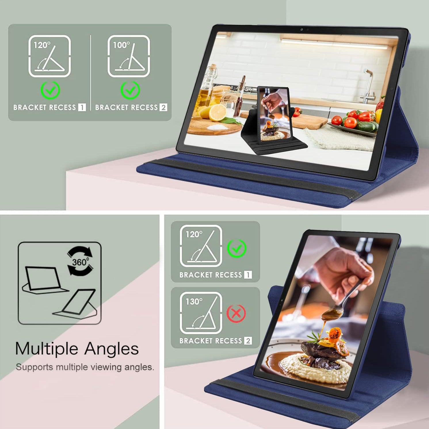 For Samsung Galaxy Tab A8 10.5 2021 Tablet Case 360° Rotating PU Leather Cover - Blue