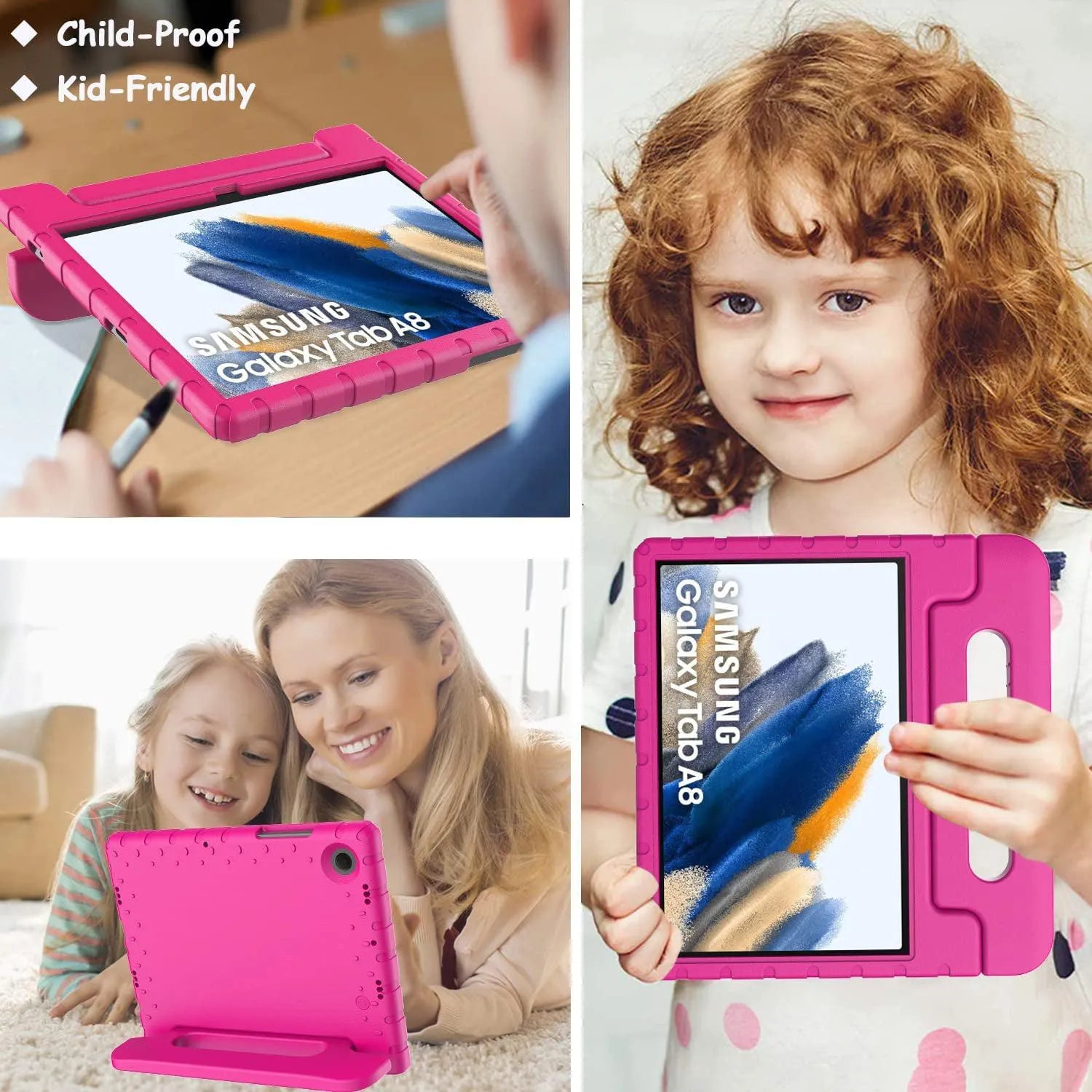 For Samsung Galaxy Tab A8 10.5 2021 Kids Case Shockproof Cover With Stand - Pink