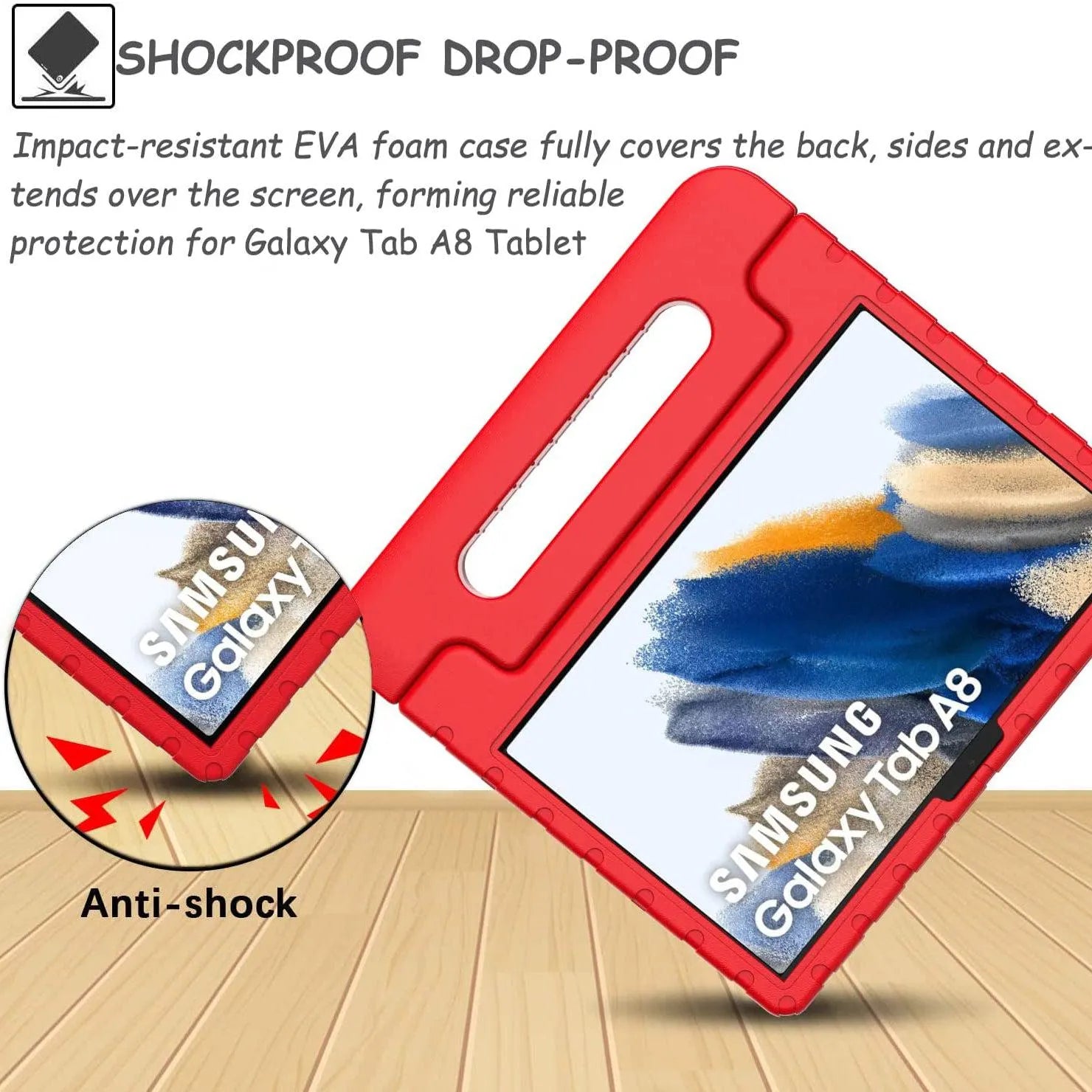 For Samsung Galaxy Tab A8 10.5 2021 Kids Case Shockproof Cover With Stand - Red