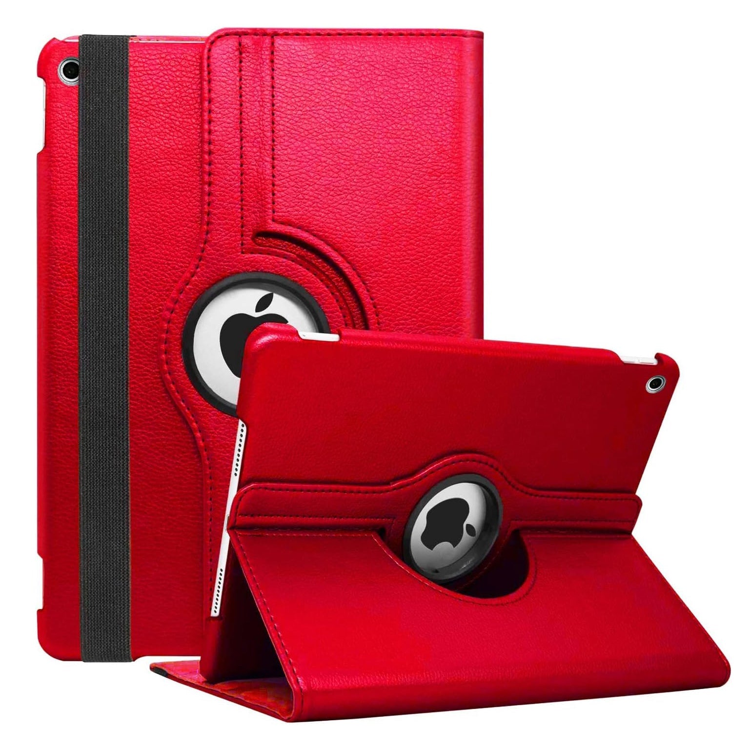 For Apple iPad 10.2 7th Gen 2019 Tablet Case 360° Rotating PU Leather Cover - Red