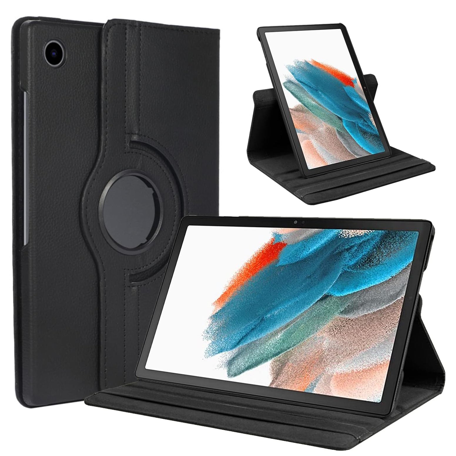 For Samsung Galaxy Tab A8 10.5 2021 Tablet Case 360° Rotating PU Leather Cover - Black