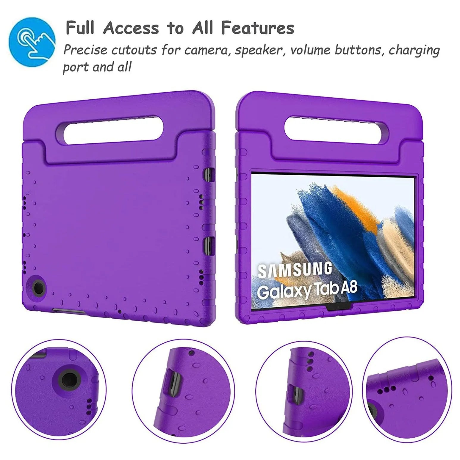 For Samsung Galaxy Tab A8 10.5 2021 Kids Case Shockproof Cover With Stand - Purple
