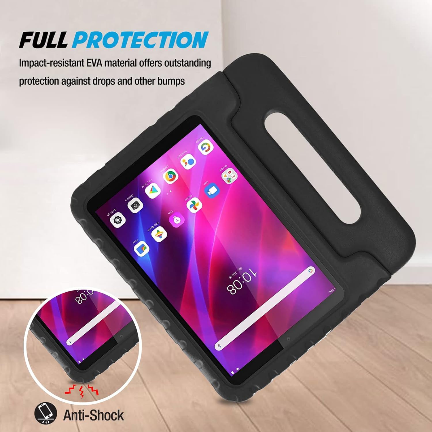 For Lenovo Tab M8 2nd TB-8505X TB-8505F Kids Case Shockproof Cover With Stand - Black-www.firsthelptech.ie