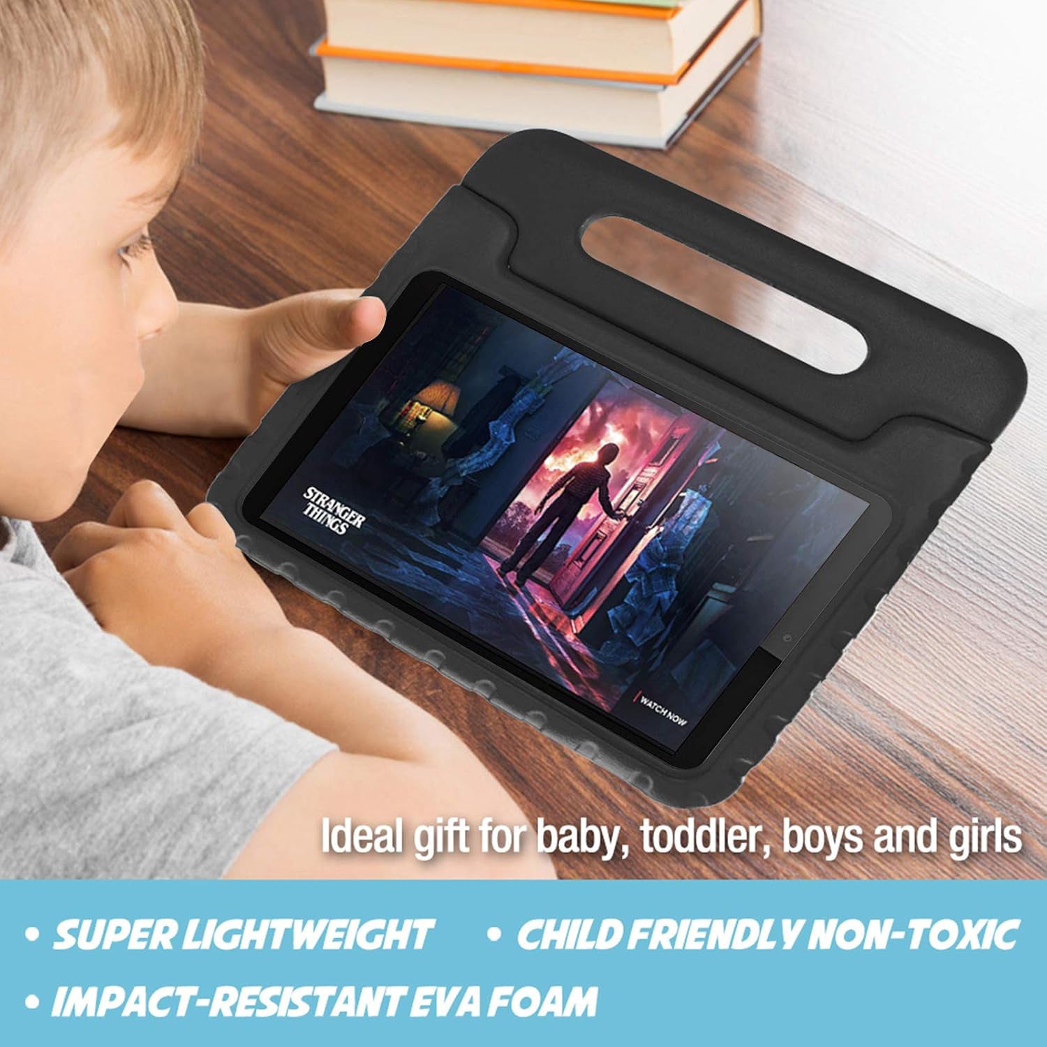 For Lenovo Tab M8 4th Gen TB-300FU TB-300XU Kids Case Shockproof Cover With Stand - Black-www.firsthelptech.ie