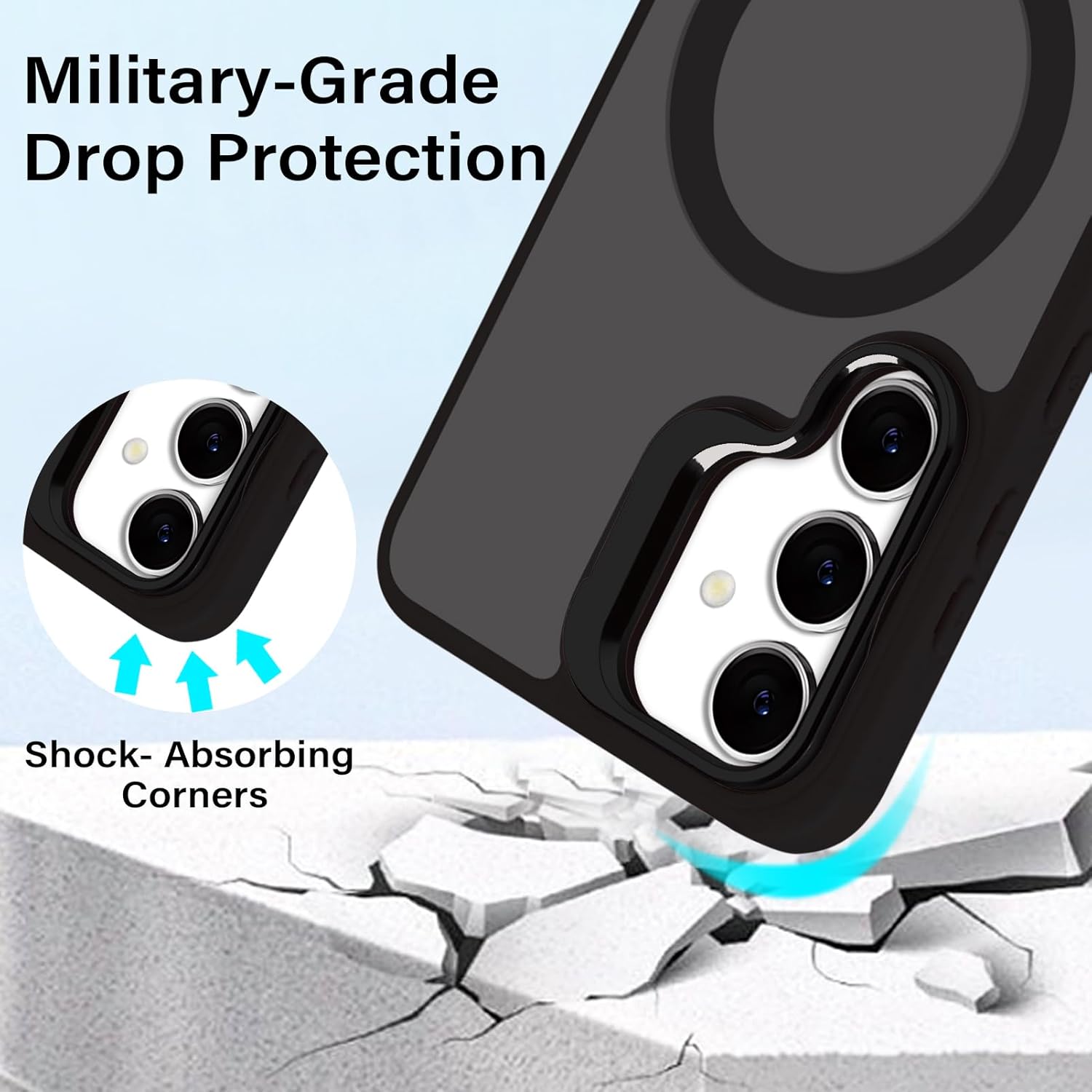 For Samsung Galaxy S24 / S25 Skin-Feel Camera Holder Magsafe Case Black