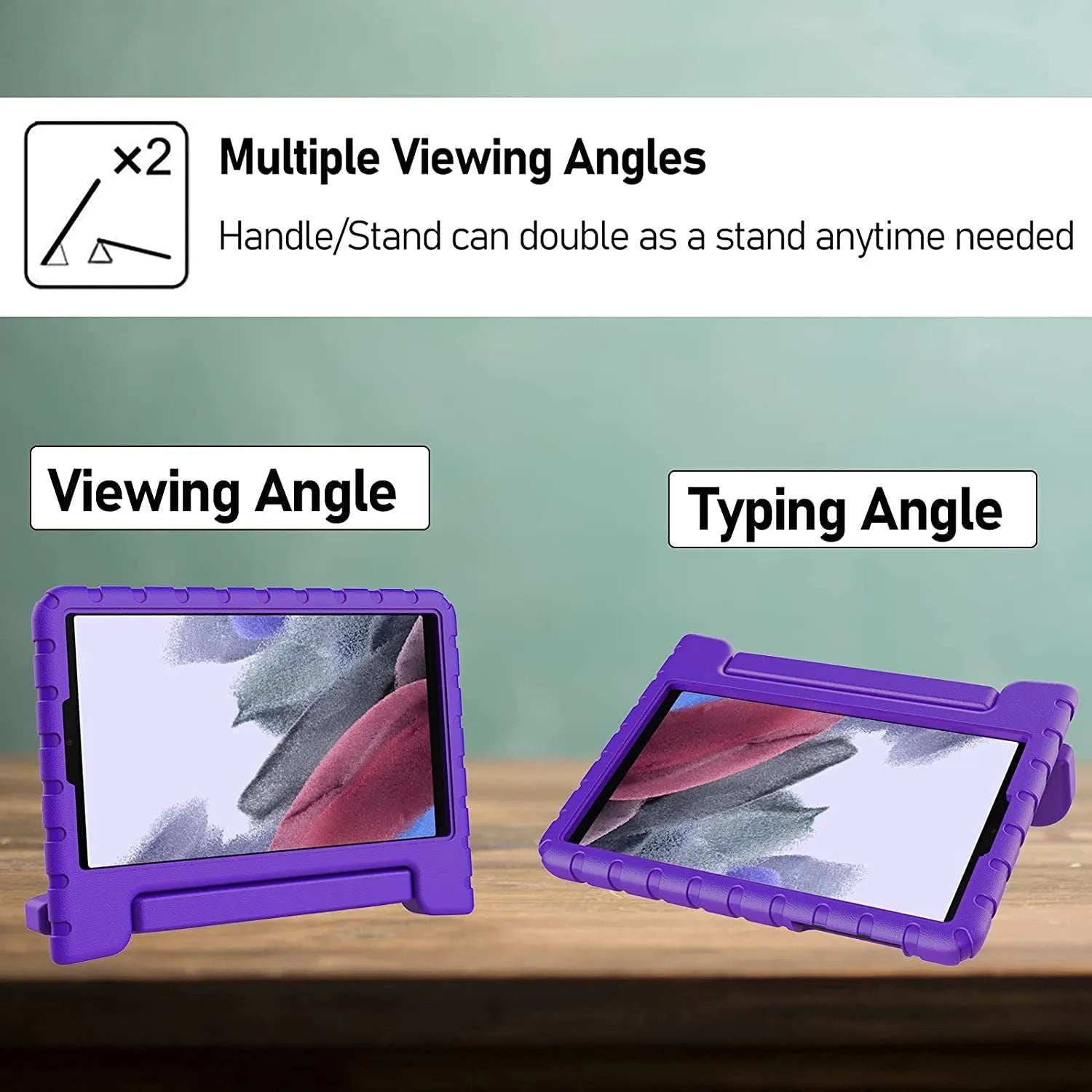 For Samsung Galaxy Tab A7 Lite Kids Case Shockproof Cover With Stand - Purple