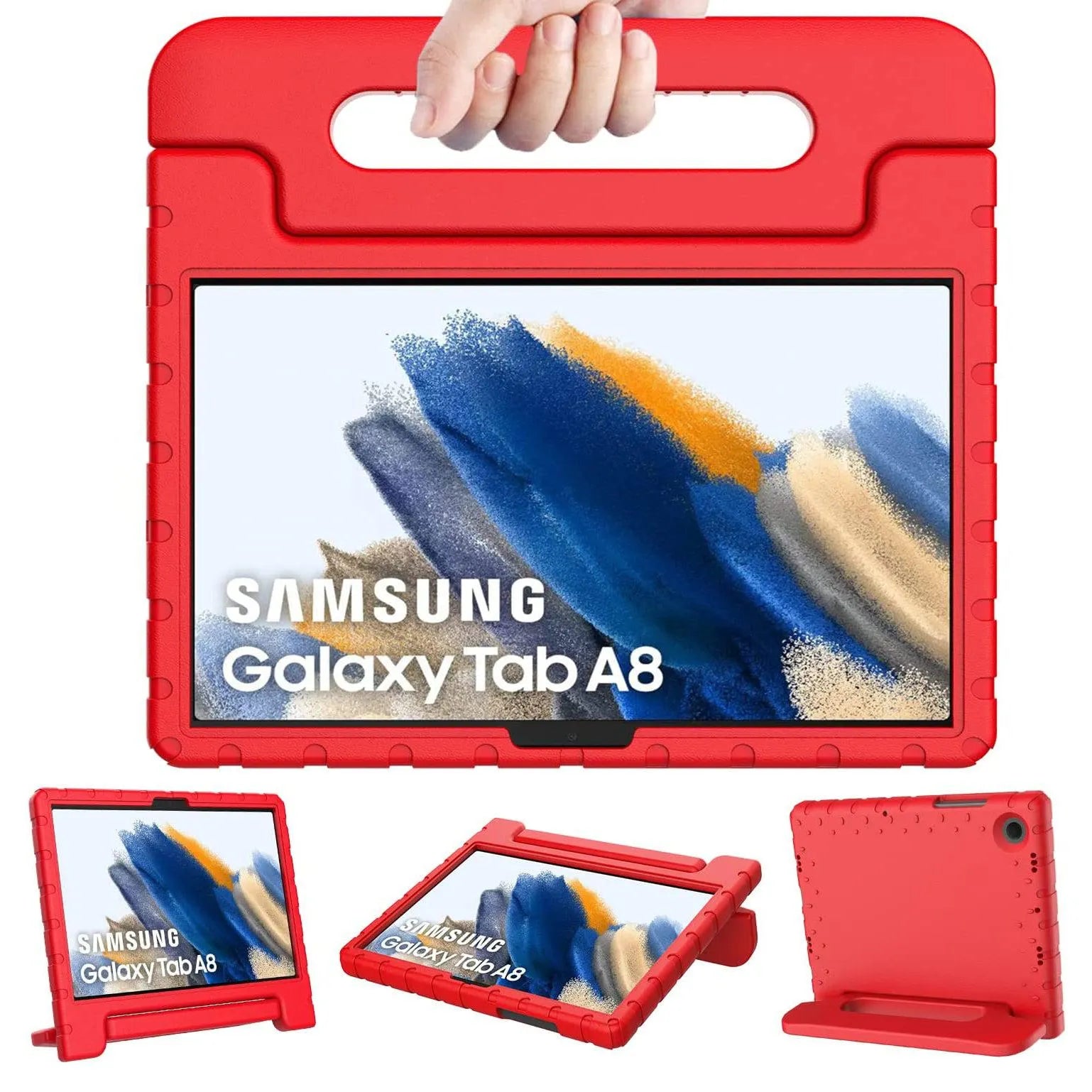 For Samsung Galaxy Tab A8 10.5 2021 Kids Case Shockproof Cover With Stand - Red