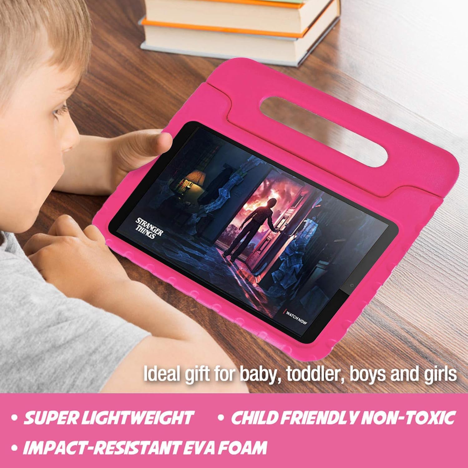 For Lenovo Tab M8 2nd TB-8505X TB-8505F Kids Case Shockproof Cover With Stand - Pink-www.firsthelptech.ie