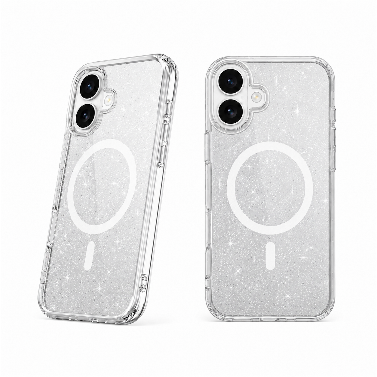 For Apple iPhone 17 Magsafe Magnetic Crystal Glitter Clear Case Transparent White