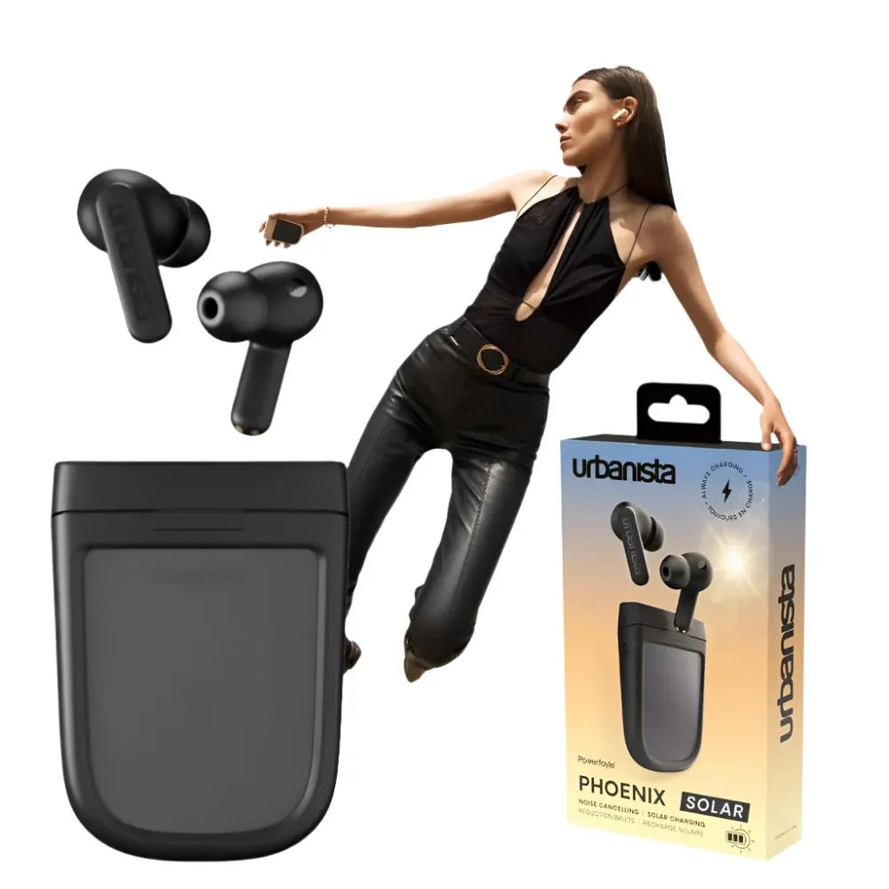 Urbanista Phoenix Solar Hybrid Noise Cancelling Earbuds Midnight Black