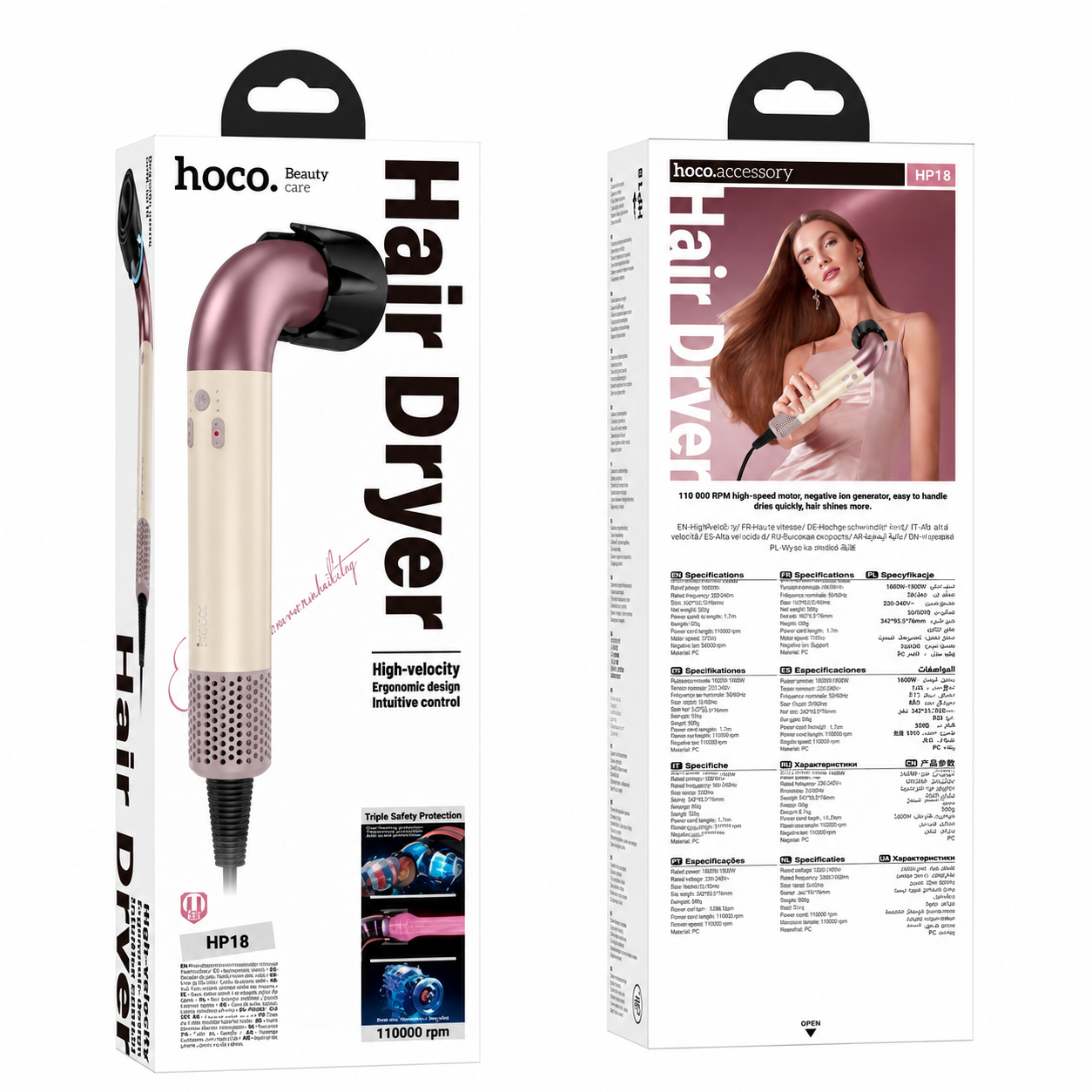 Hoco HP18 High-Speed 110000 RPM Hair Dryer Dawn Powder