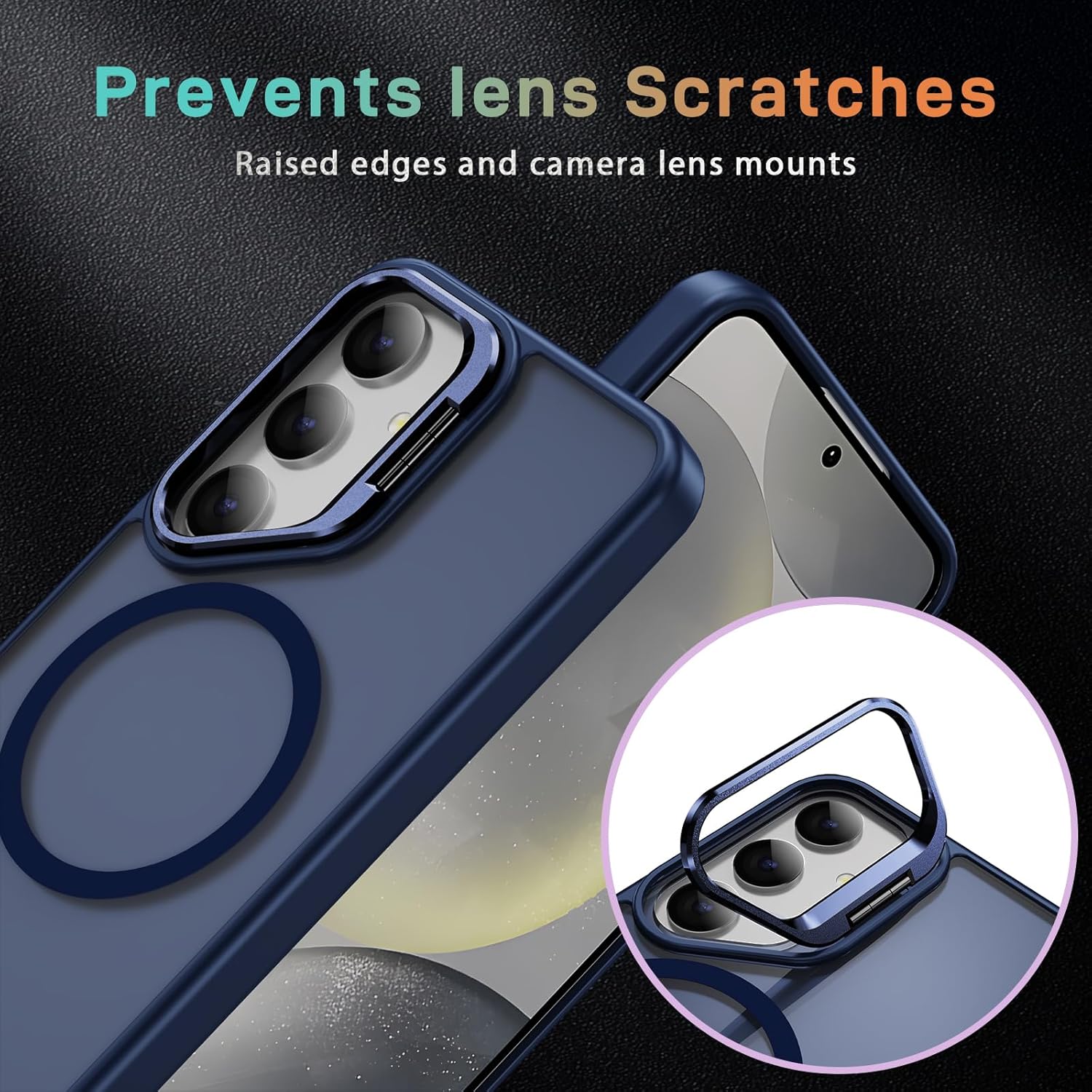 For Samsung Galaxy S24 / S25 Skin-Feel Camera Holder Magsafe Case Blue