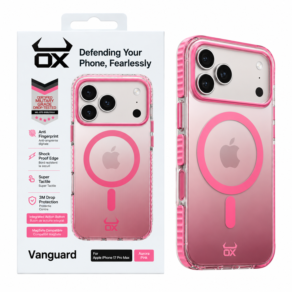 For Apple iPhone 17 Pro Max OX Vanguard Case MagSafe - Aurora Pink