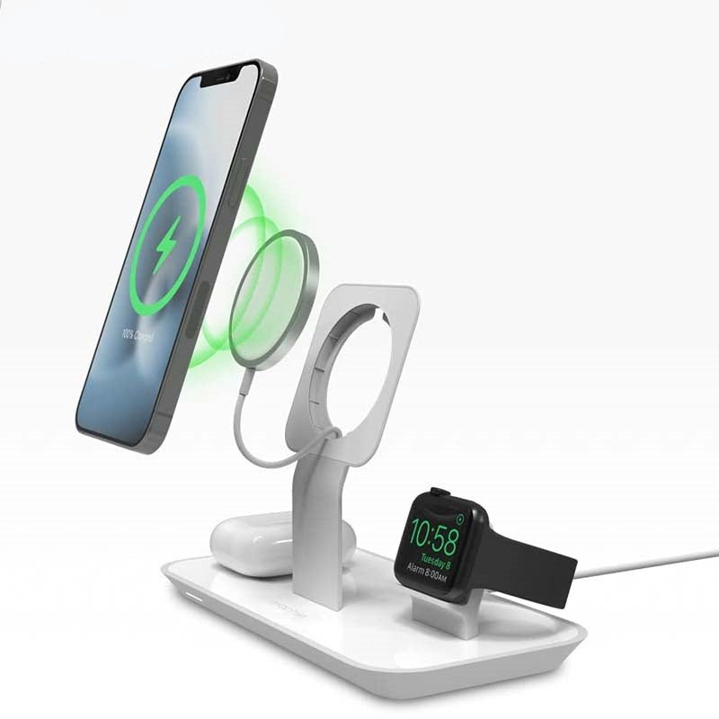 Mophie MFI 3 In 1 Wireless Magsafe Charger Stand White