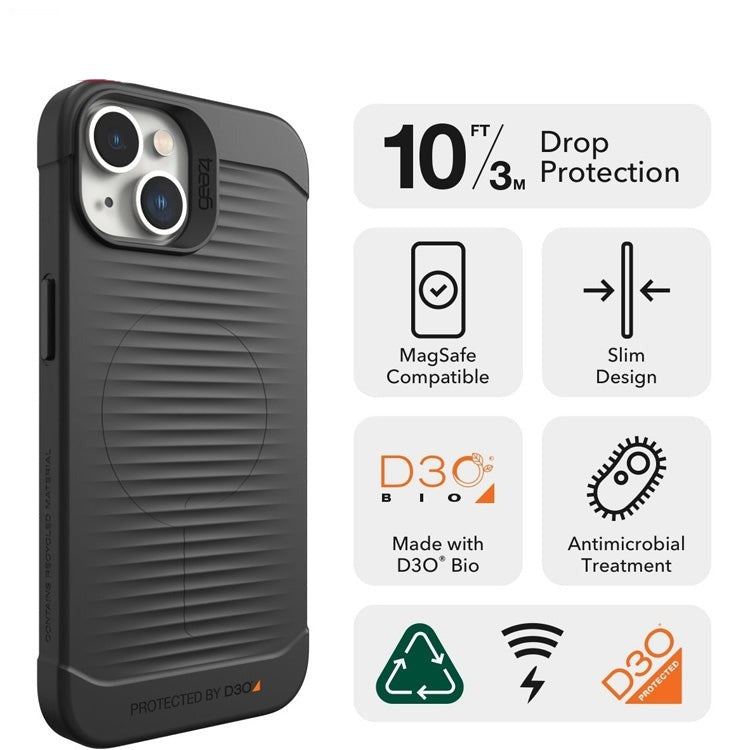 For Apple iPhone 13 Mini Zagg Gear4 Havana D30 Protective Case Black