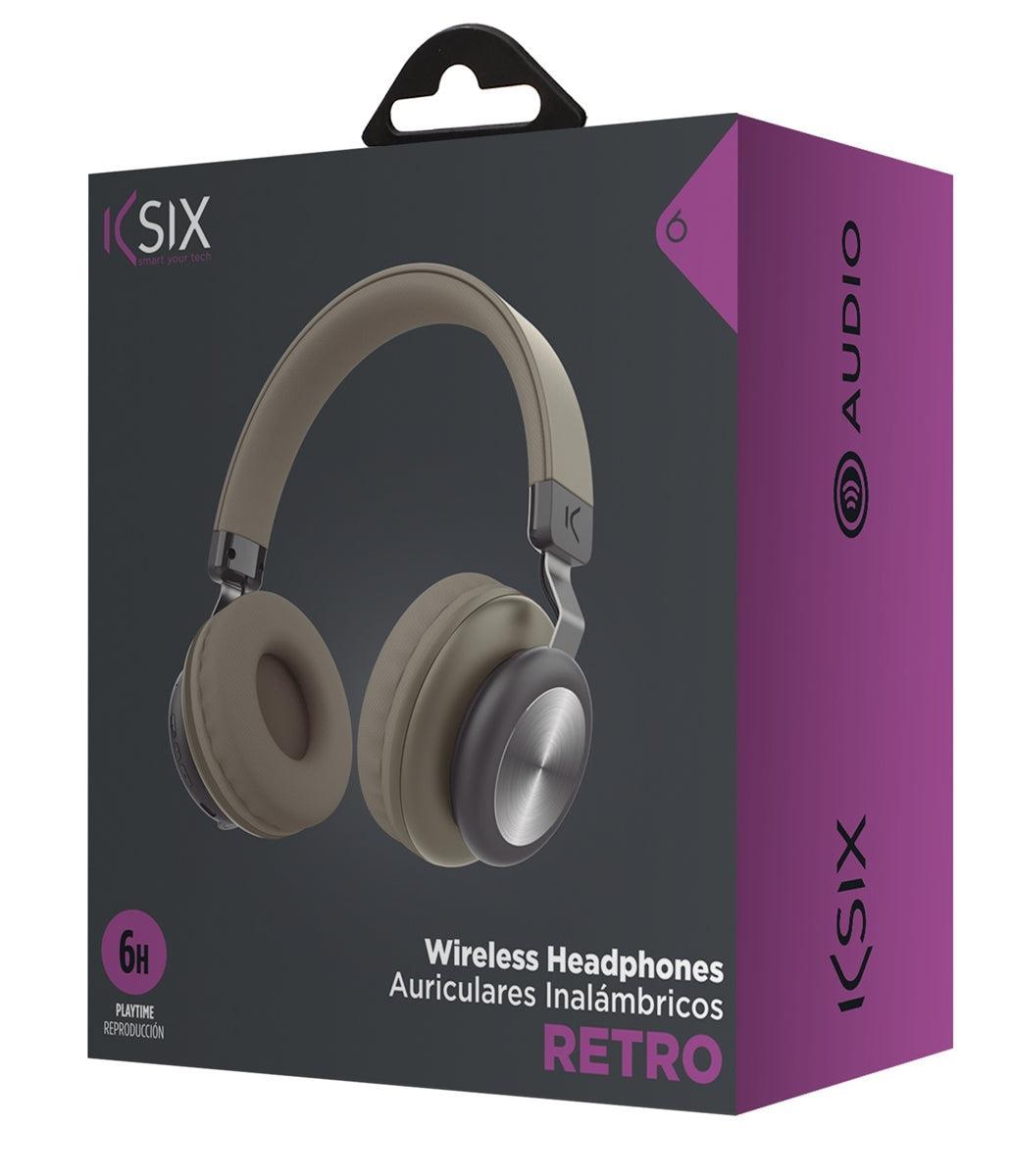 KSIX Retro 2 ENC Wireless Headphones Brown