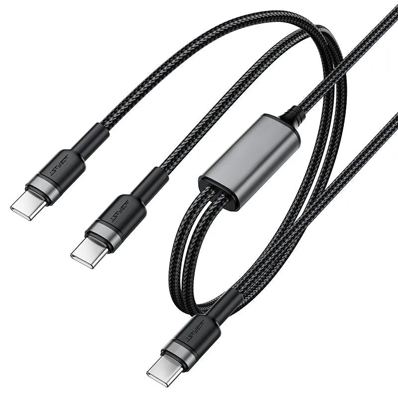 ACEFAST C22-02 USB-C To 2 USB-C Aluminum Alloy Charging Cable 100W Black