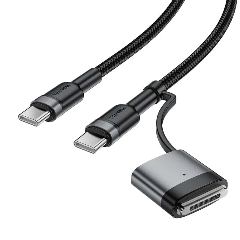ACEFAST C22-05 2 In 1 USB-C To USB-C / Macbook 3 Charging Cable Black