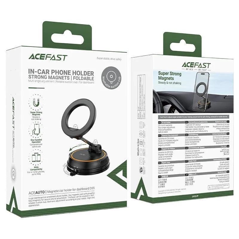ACEFAST D55 Dash & Glass Dual Axis Magsafe Magnetic Car Holder Black